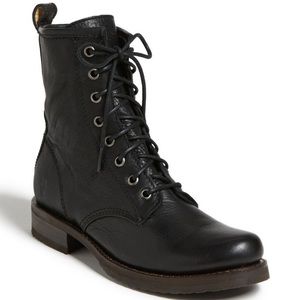Frye Veronica Combat Leather Vampire Diaries Elena Gilbert Boots (BLACK) (7)